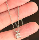 White Gold 1.21ct Princess Cut Lab Diamond Necklace