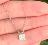 White Gold 1.21ct Princess Cut Lab Diamond Necklace