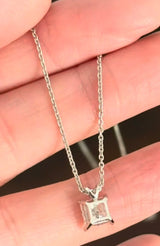 White Gold 1.21ct Princess Cut Lab Diamond Necklace