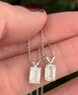 White Gold 1ct Emerald Cut Lab Diamond Necklace