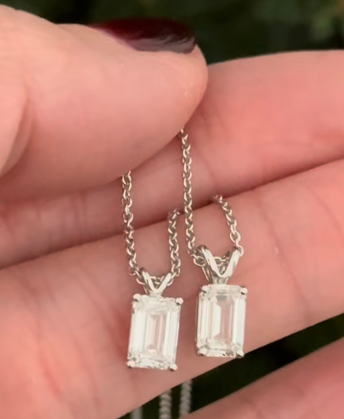 White Gold 1ct Emerald Cut Lab Diamond Necklace