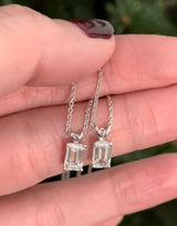 White Gold 1ct Emerald Cut Lab Diamond Necklace