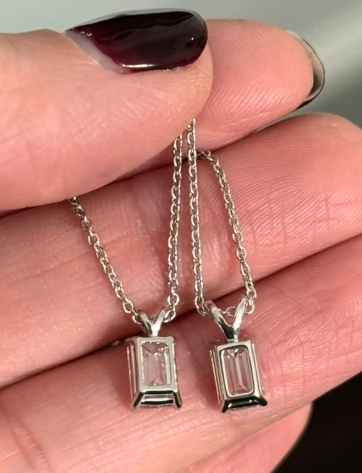 White Gold 1ct Emerald Cut Lab Diamond Necklace