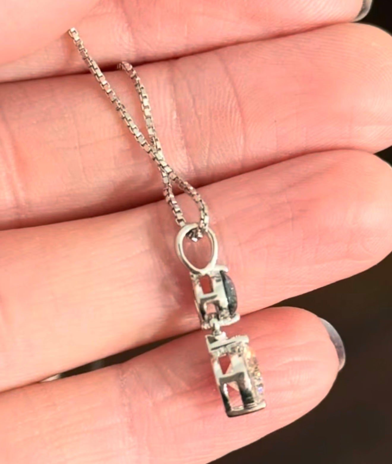 White Gold Blue & White Lab Diamond Necklace