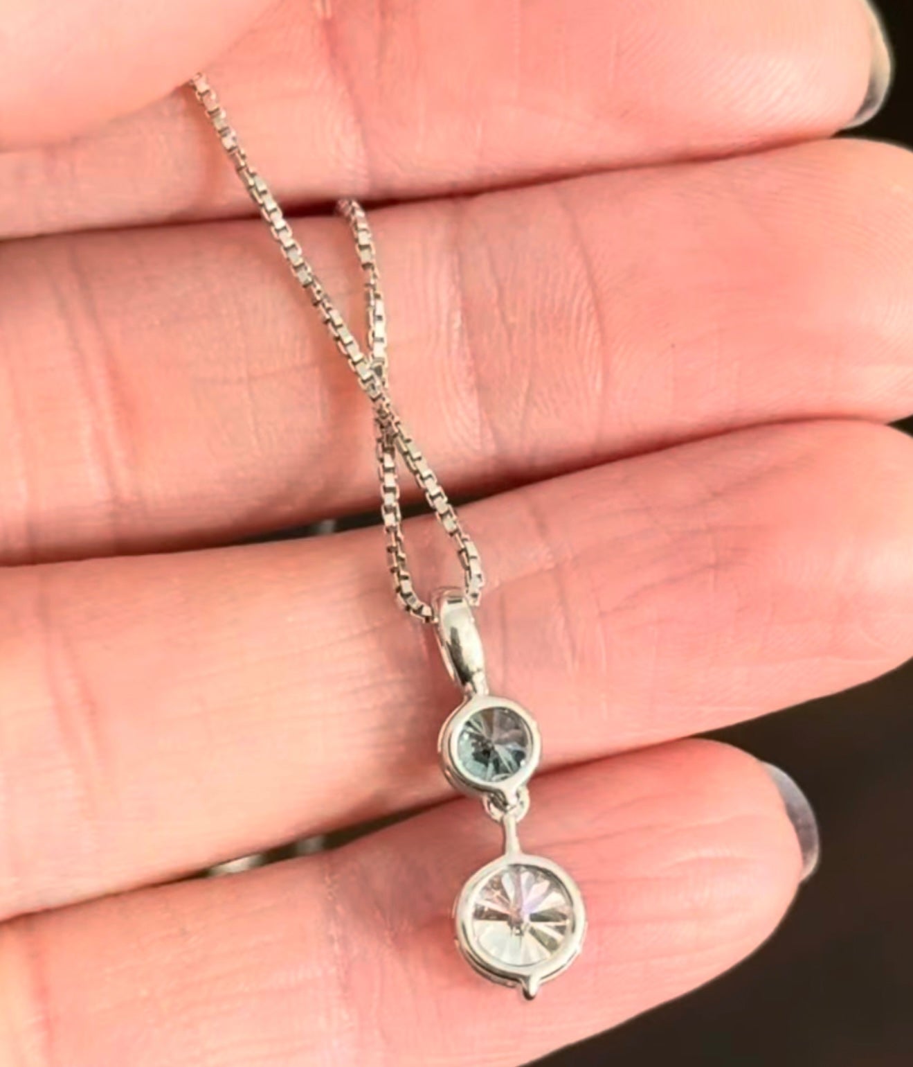 White Gold Blue & White Lab Diamond Necklace