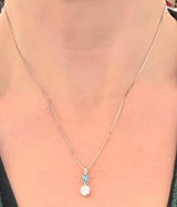 White Gold Blue & White Lab Diamond Necklace