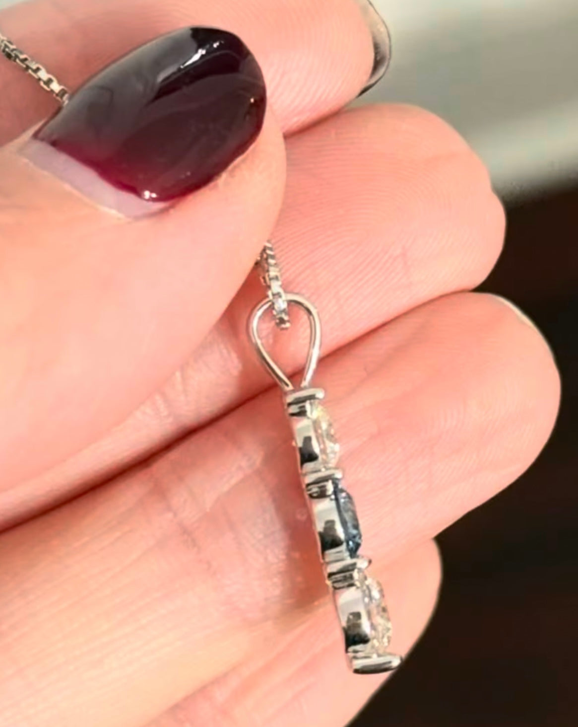 White Gold Blue & White Lab Diamond Necklace