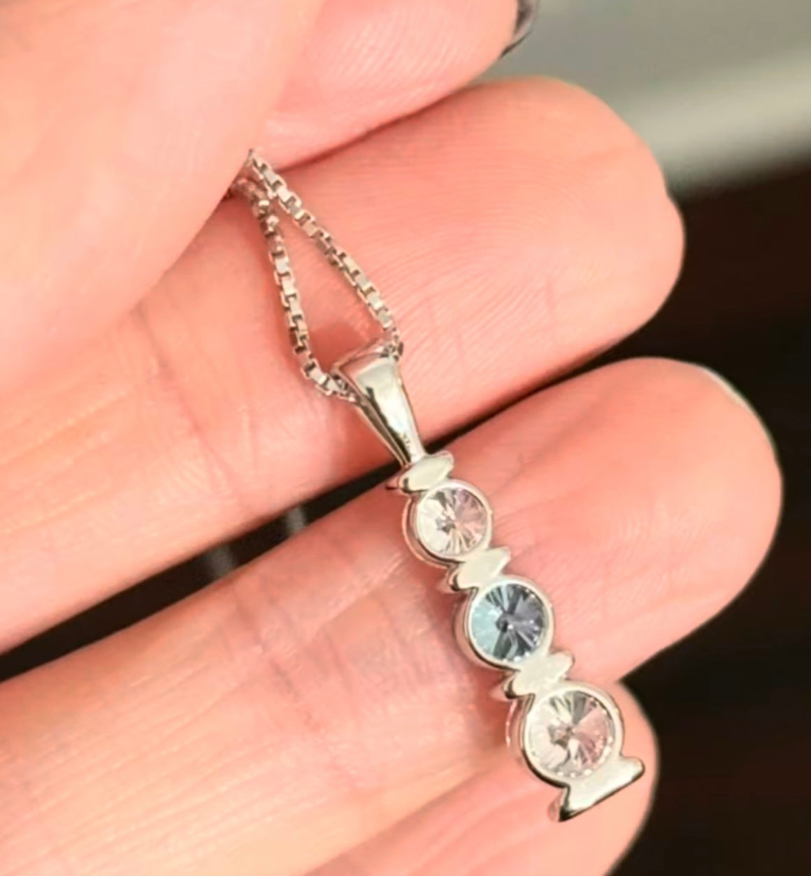 White Gold Blue & White Lab Diamond Necklace
