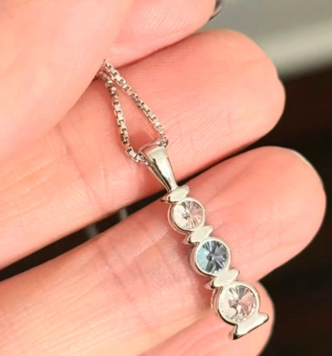 White Gold Blue & White Lab Diamond Necklace