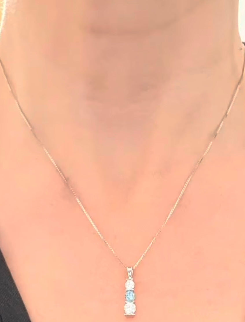 White Gold Blue & White Lab Diamond Necklace
