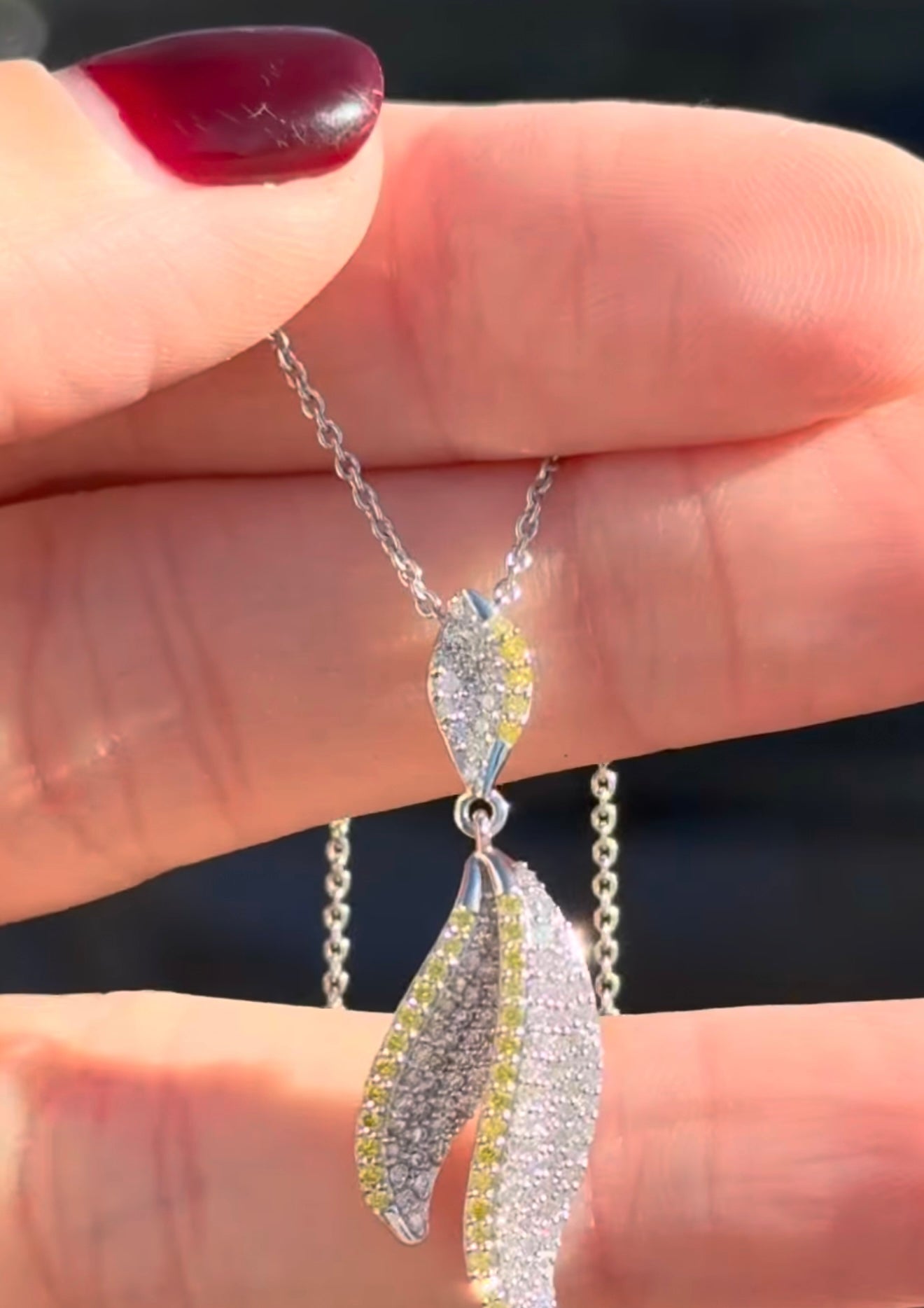 White Gold Yellow & White Lab Diamond Necklace