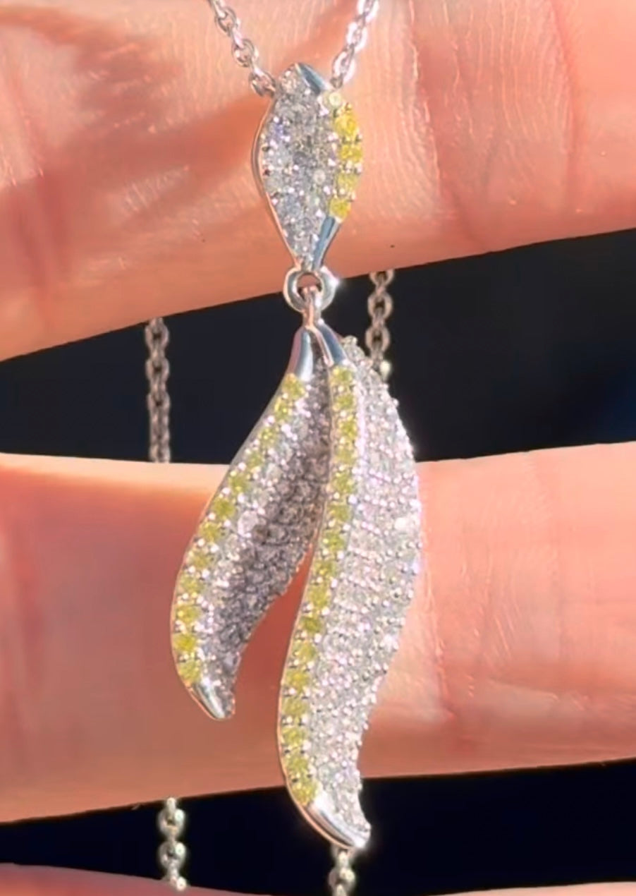 White Gold Yellow & White Lab Diamond Necklace