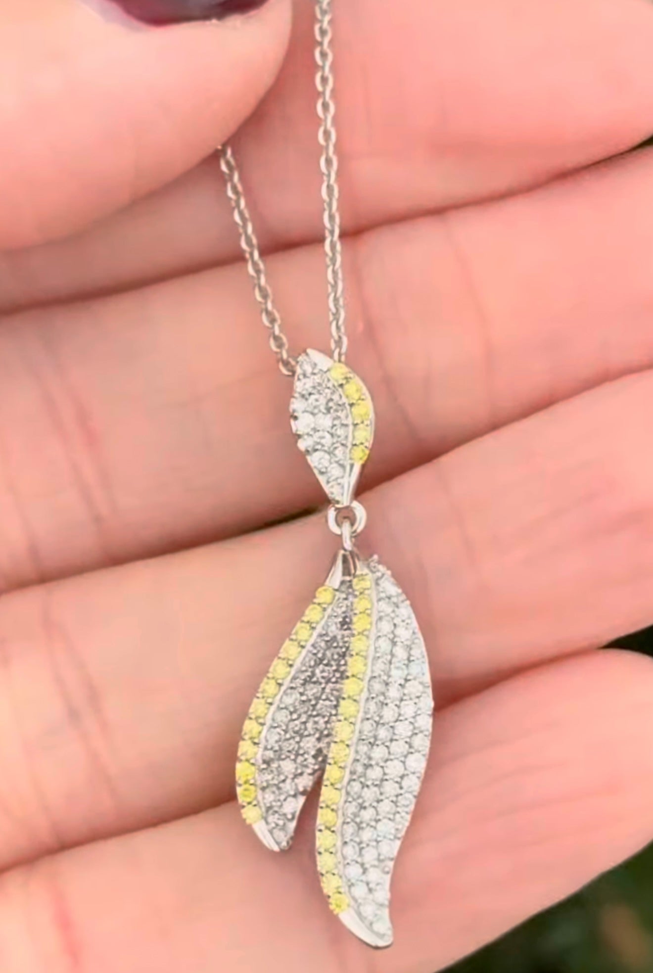 White Gold Yellow & White Lab Diamond Necklace