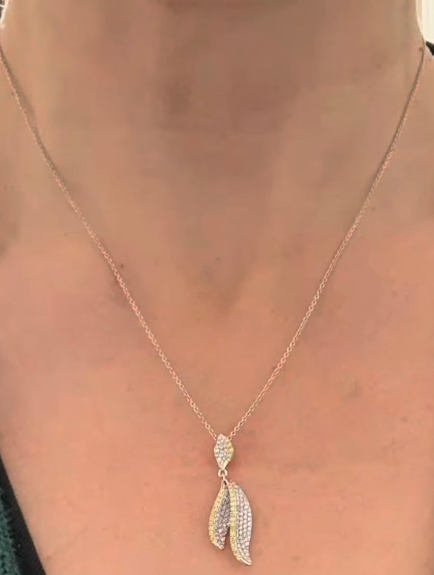 White Gold Yellow & White Lab Diamond Necklace