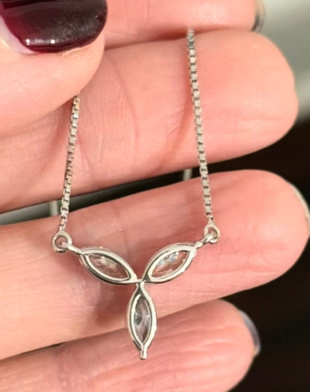 White Gold Blue & White Marquise Lab Diamond Necklace