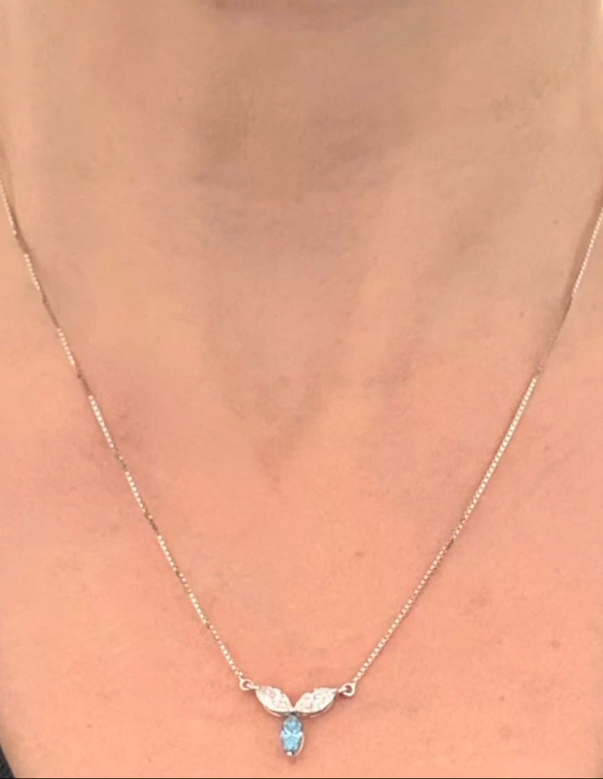 White Gold Blue & White Marquise Lab Diamond Necklace
