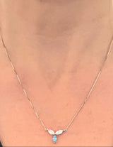 White Gold Blue & White Marquise Lab Diamond Necklace