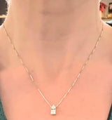 White Gold Trillion & Princess Cut Lab Diamond Necklace