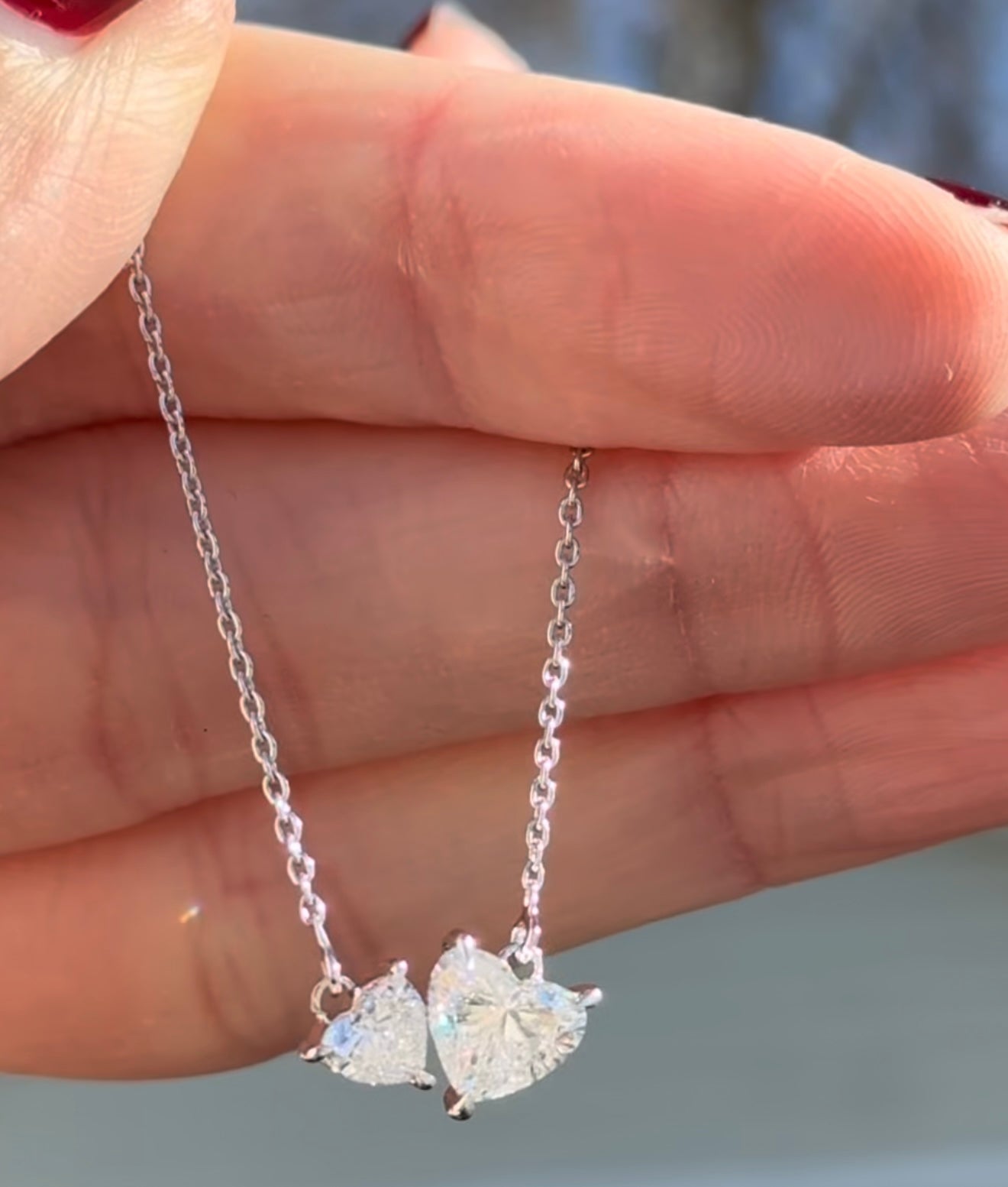 White Gold Heart Shape Lab Diamond Necklace