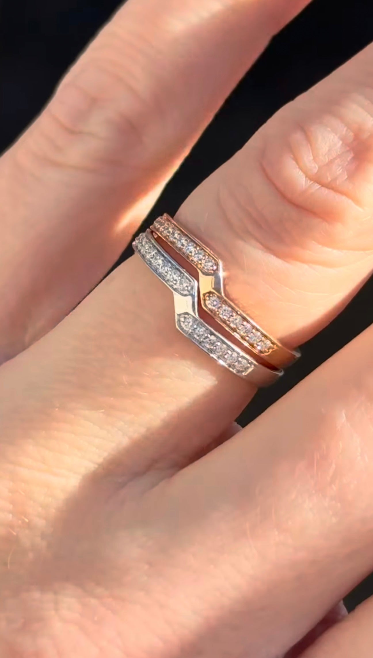 White & Rose Gold Lab Diamond Ring Set