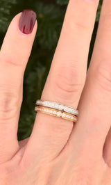 White & Rose Gold Lab Diamond Eternity Band Set