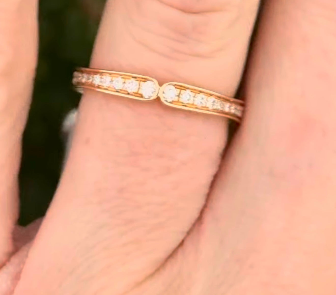 White & Rose Gold Lab Diamond Eternity Band Set