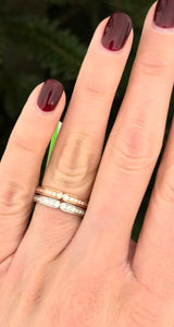 White & Rose Gold Lab Diamond Eternity Band Set