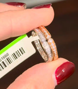 White & Rose Gold Lab Diamond Eternity Band Set
