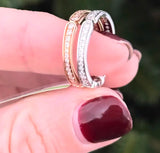 White & Rose Gold Lab Diamond Eternity Band Set