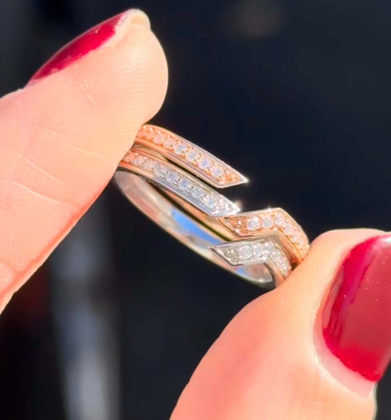 White & Rose Gold Lab Diamond Band Set