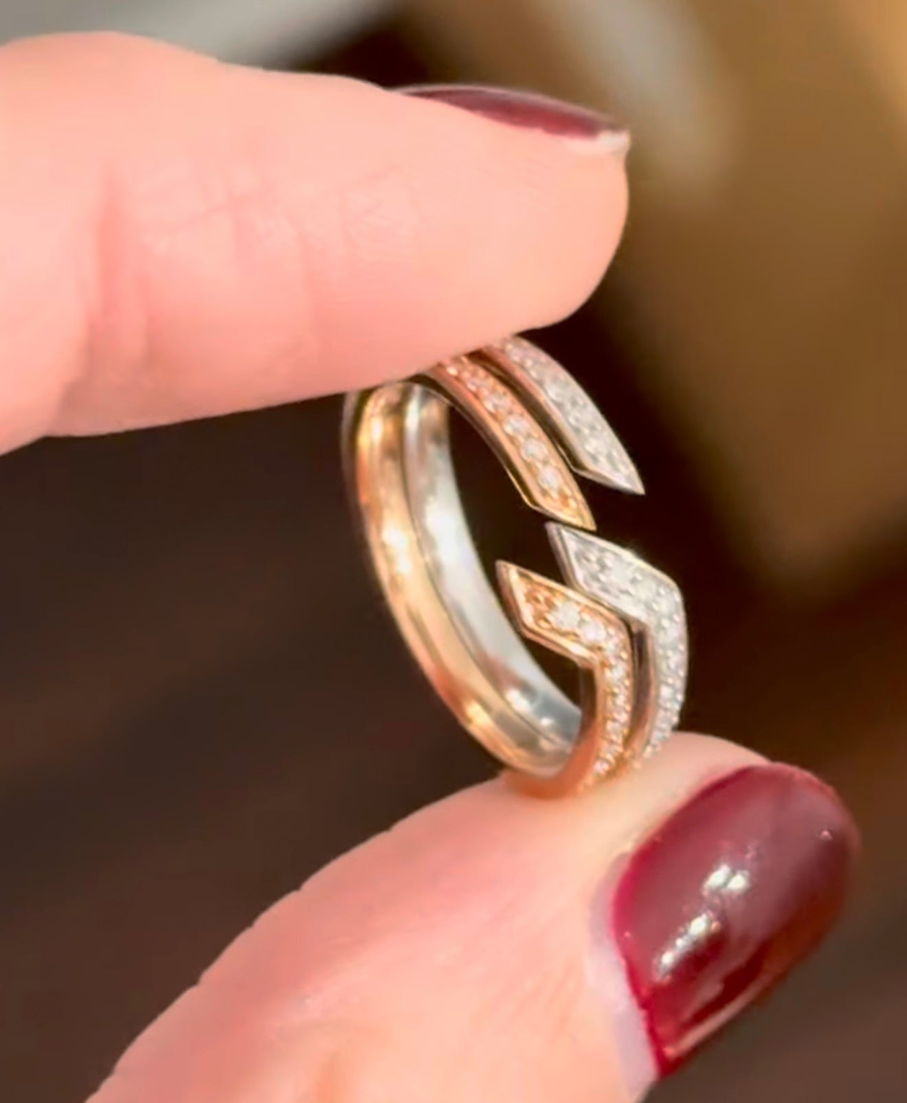 White & Rose Gold Lab Diamond Band Set