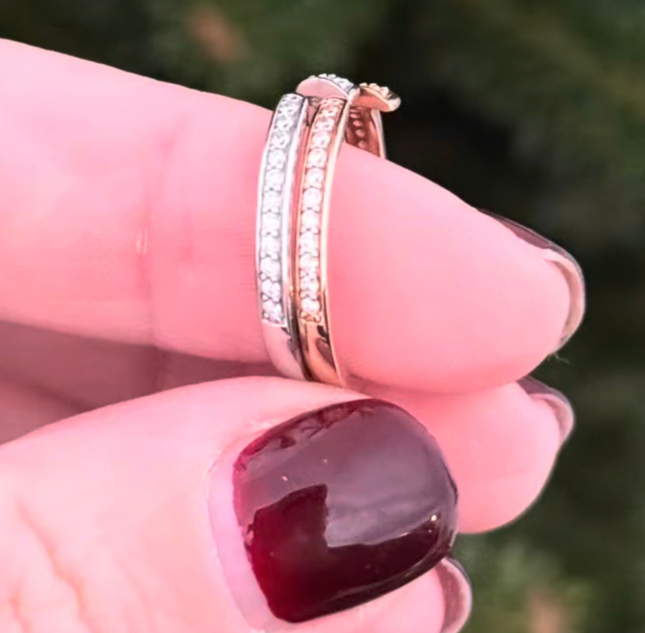 White & Rose Gold Lab Diamond Band Set