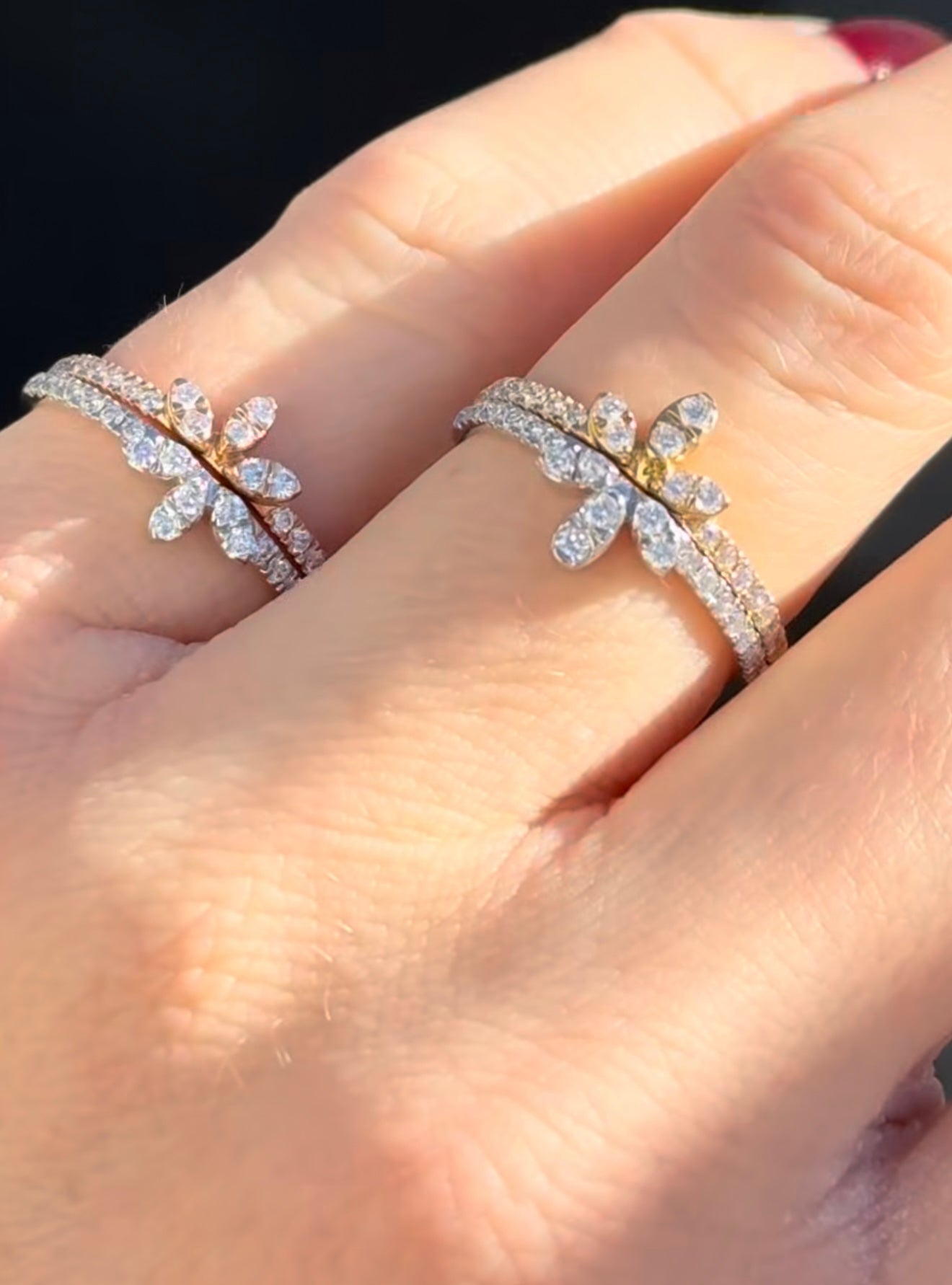 White& Rose | White & Yellow Gold Lab Diamond Band Set