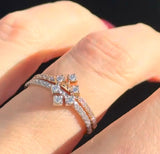 Rose & White Gold Lab Diamond Band Set