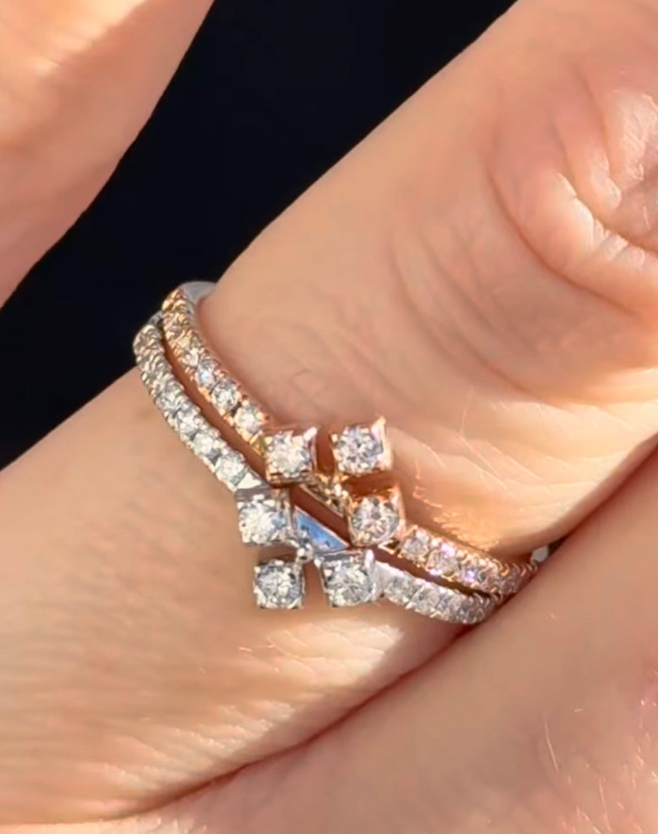 Rose & White Gold Lab Diamond Band Set