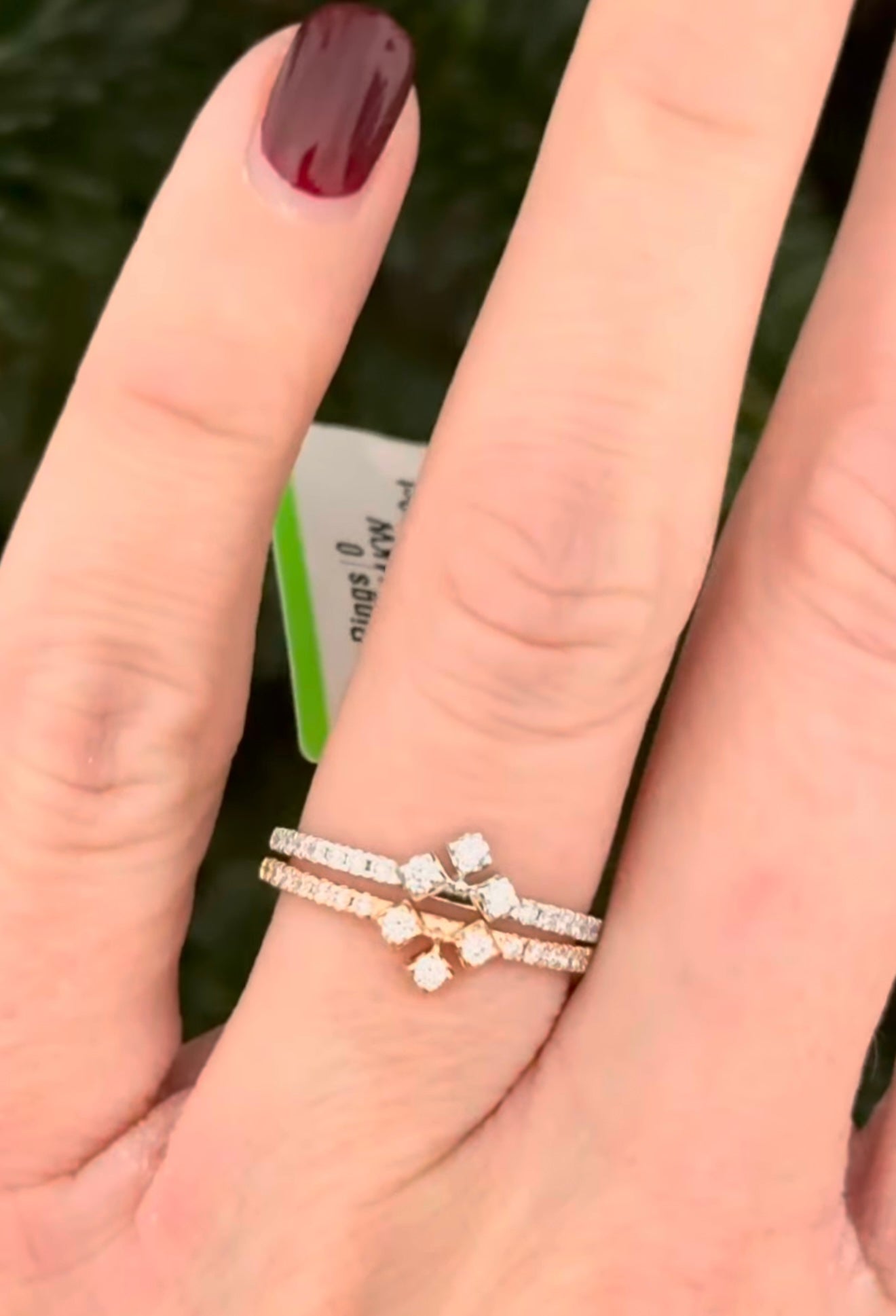 Rose & White Gold Lab Diamond Band Set