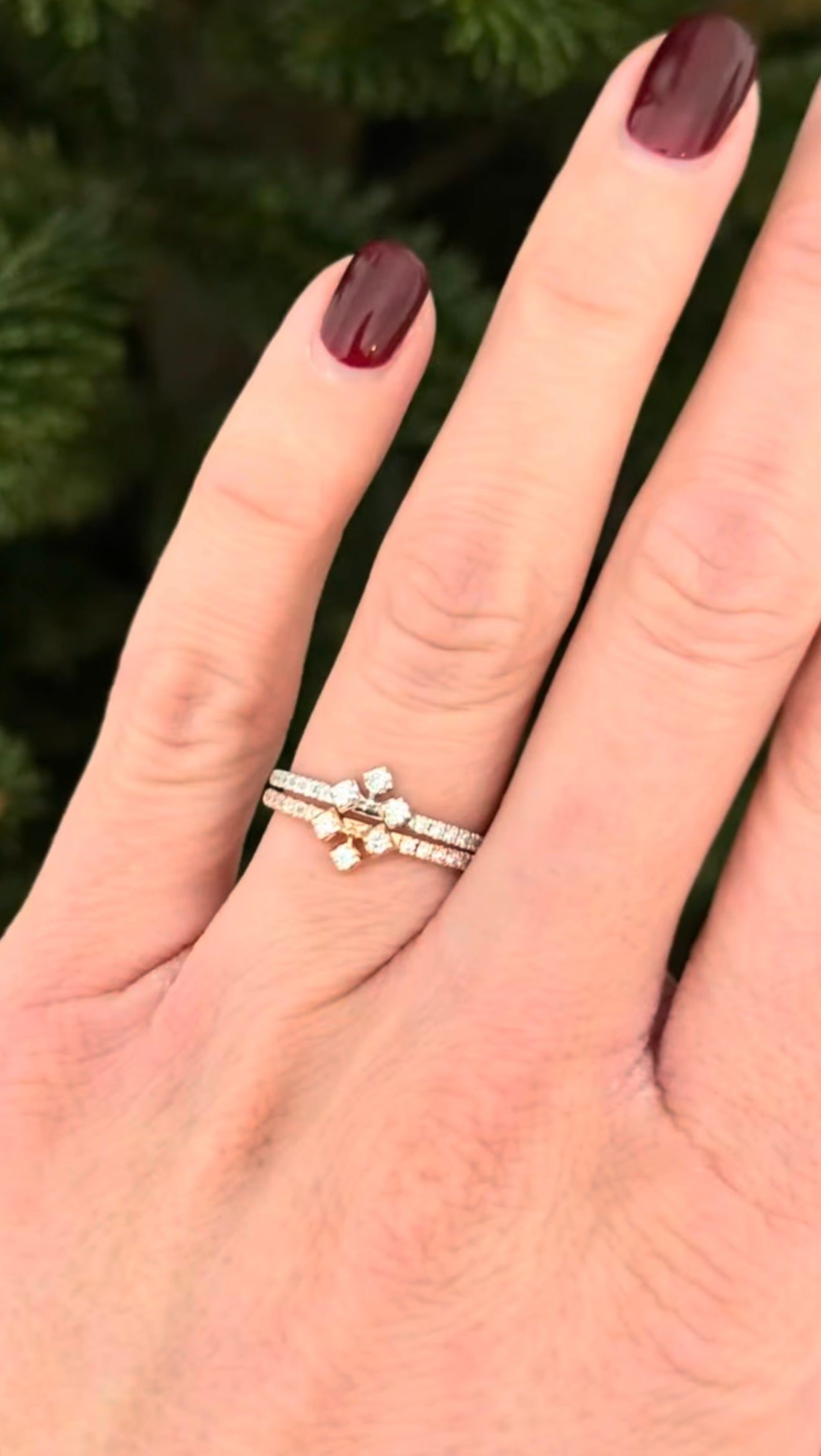 Rose & White Gold Lab Diamond Band Set