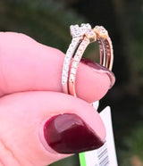 Rose & White Gold Lab Diamond Band Set