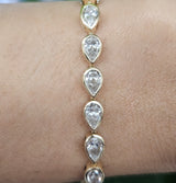 14KT Pear Shaped Bezel Set 7" Lab Diamond Bracelet