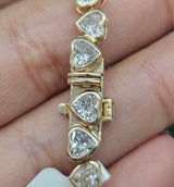 14KT Heart Shaped Bezel Set 7" Lab Diamond Bracelet