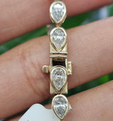 14KT Pear Shaped Bezel Set 7" Lab Diamond Bracelet