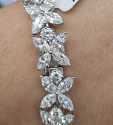 14KT Marquise & Round Lab Diamond 7" Flower Bracelet