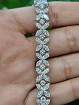 14KT Marquise & Round Lab Diamond 7" Flower Bracelet