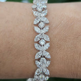 14KT Marquise & Round Lab Diamond 7" Flower Bracelet