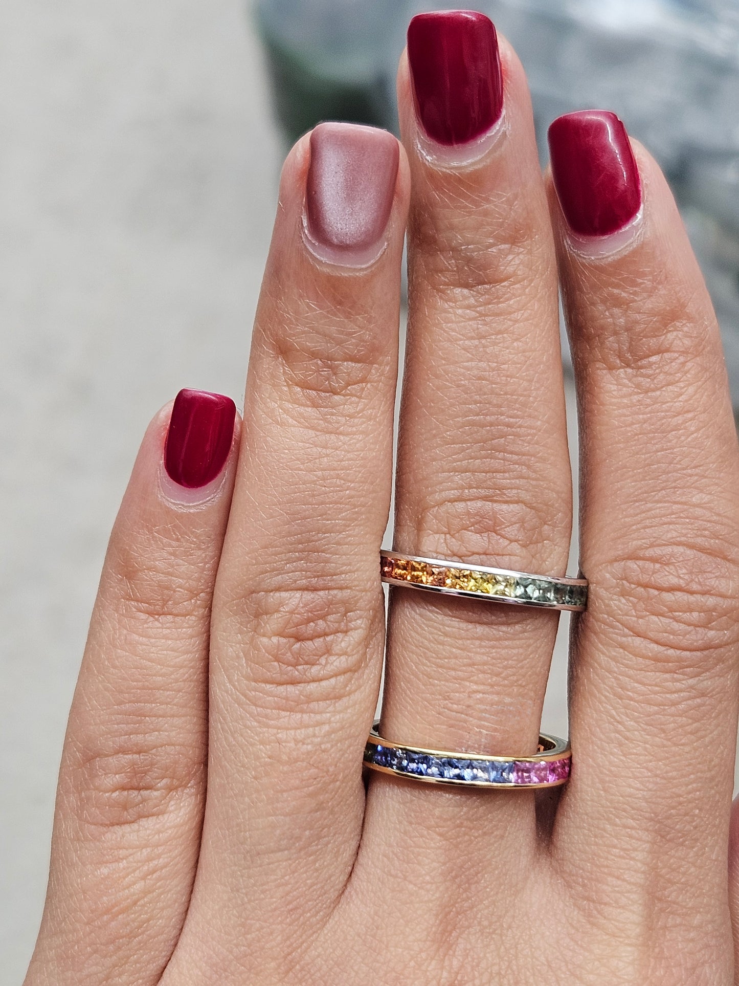 Ombre Sapphire Natural Diamond Ring