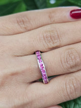 Dark Pink Sapphire Ombre White Gold Ring
