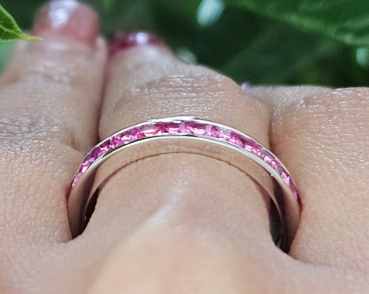 Dark Pink Sapphire Ombre White Gold Ring