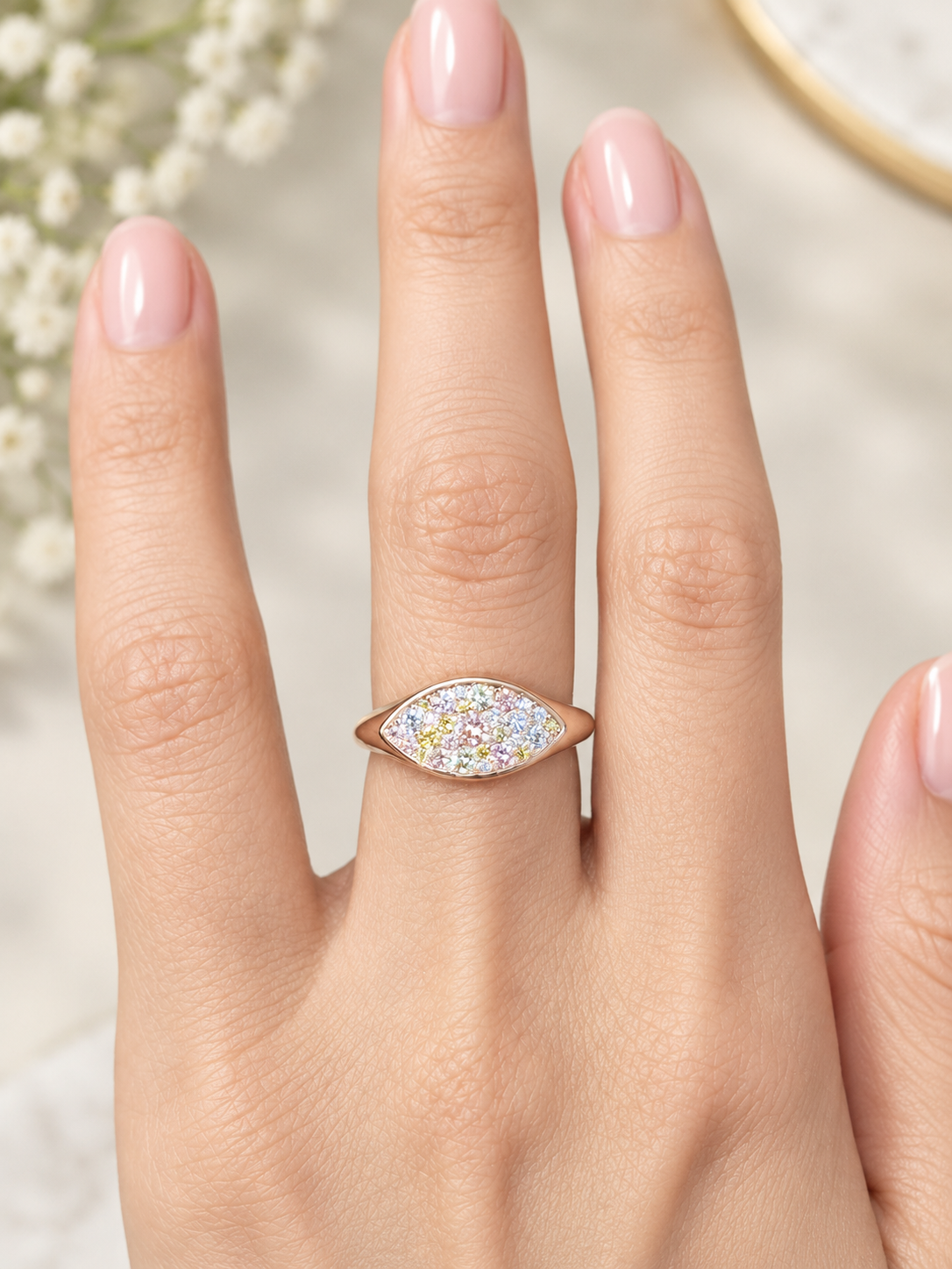 14K Gold Multi Colored Lab Diamond Ring