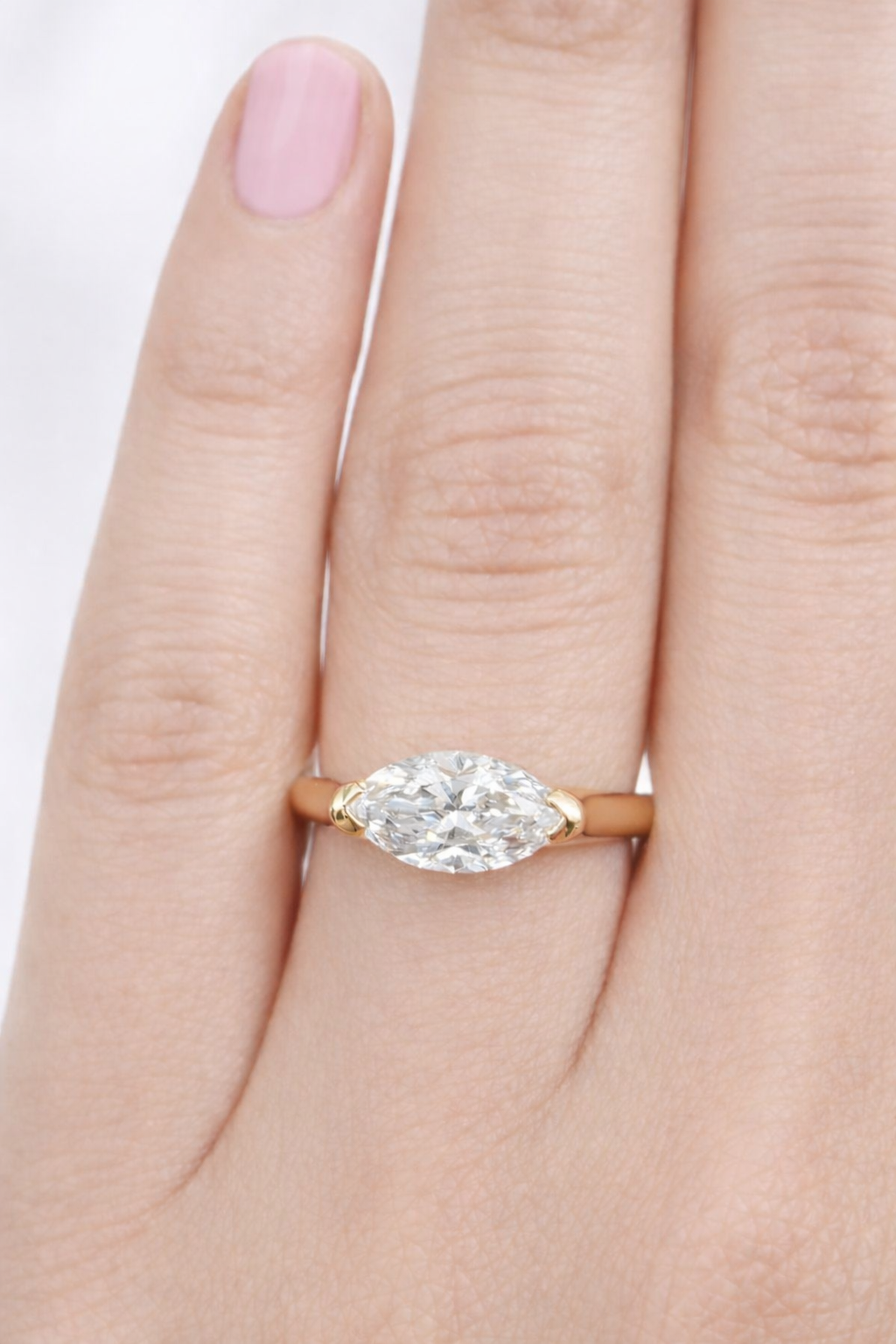 Custom - Made 1 CT+ Marquise Jenny Ring 14K Yellow Gold