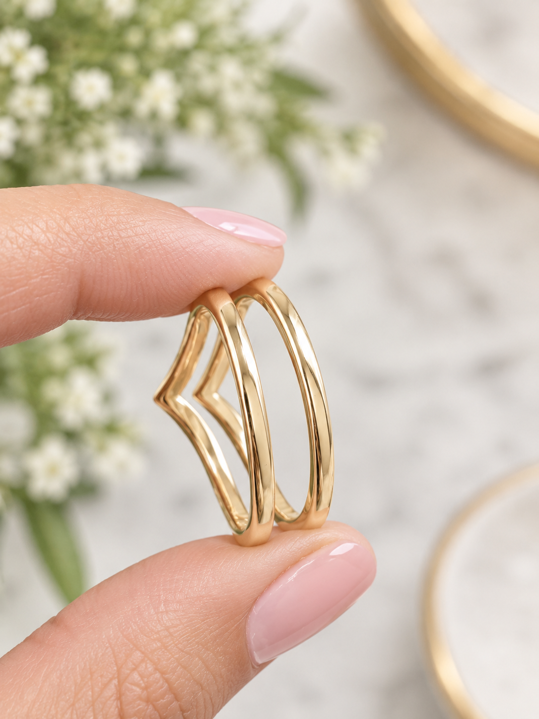 Custom Made 14K Yellow Gold V Shaped Round lab Diamond Eternity Band